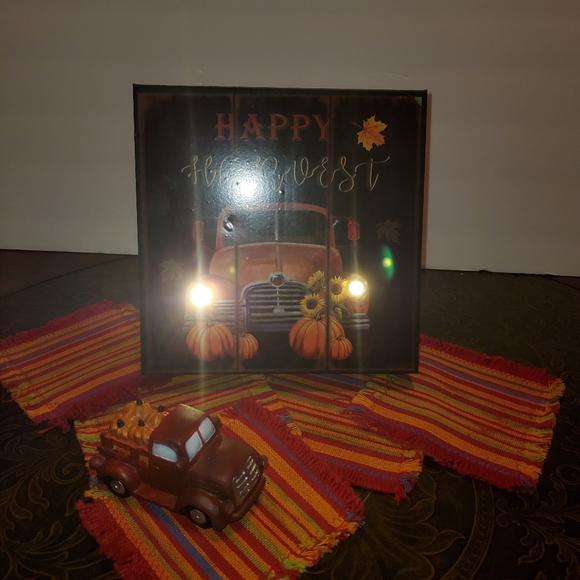 Happy Harvest Metal Sign w/Lighted Truck - Picture 8 of 8